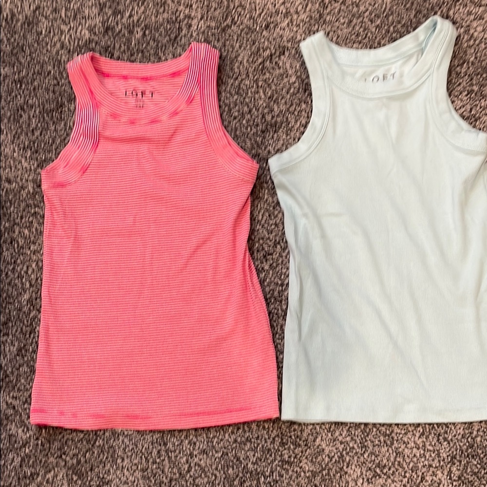 Lot of 2 LOFT Pink and light blue Tank Tops